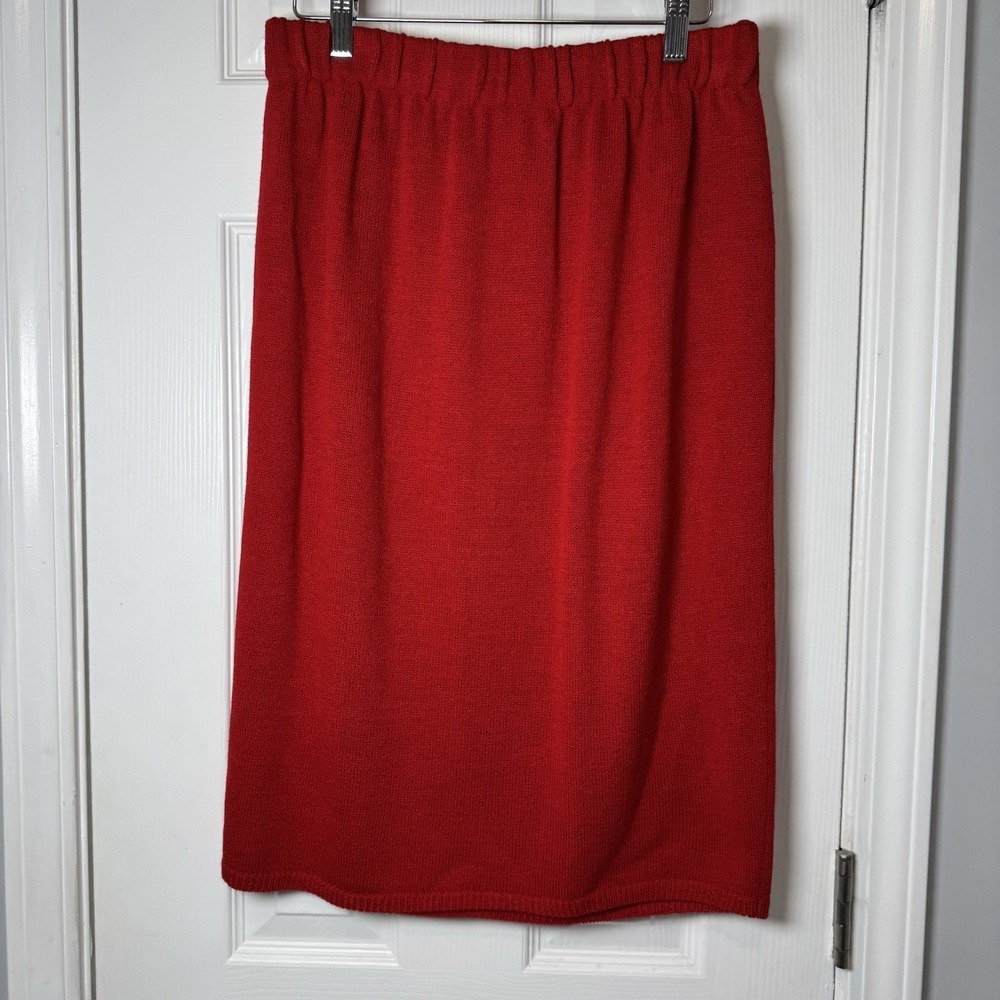 San Remo By Laura Knits Pencil Skirt Womens Pull On Acrylic Blend Red Medium